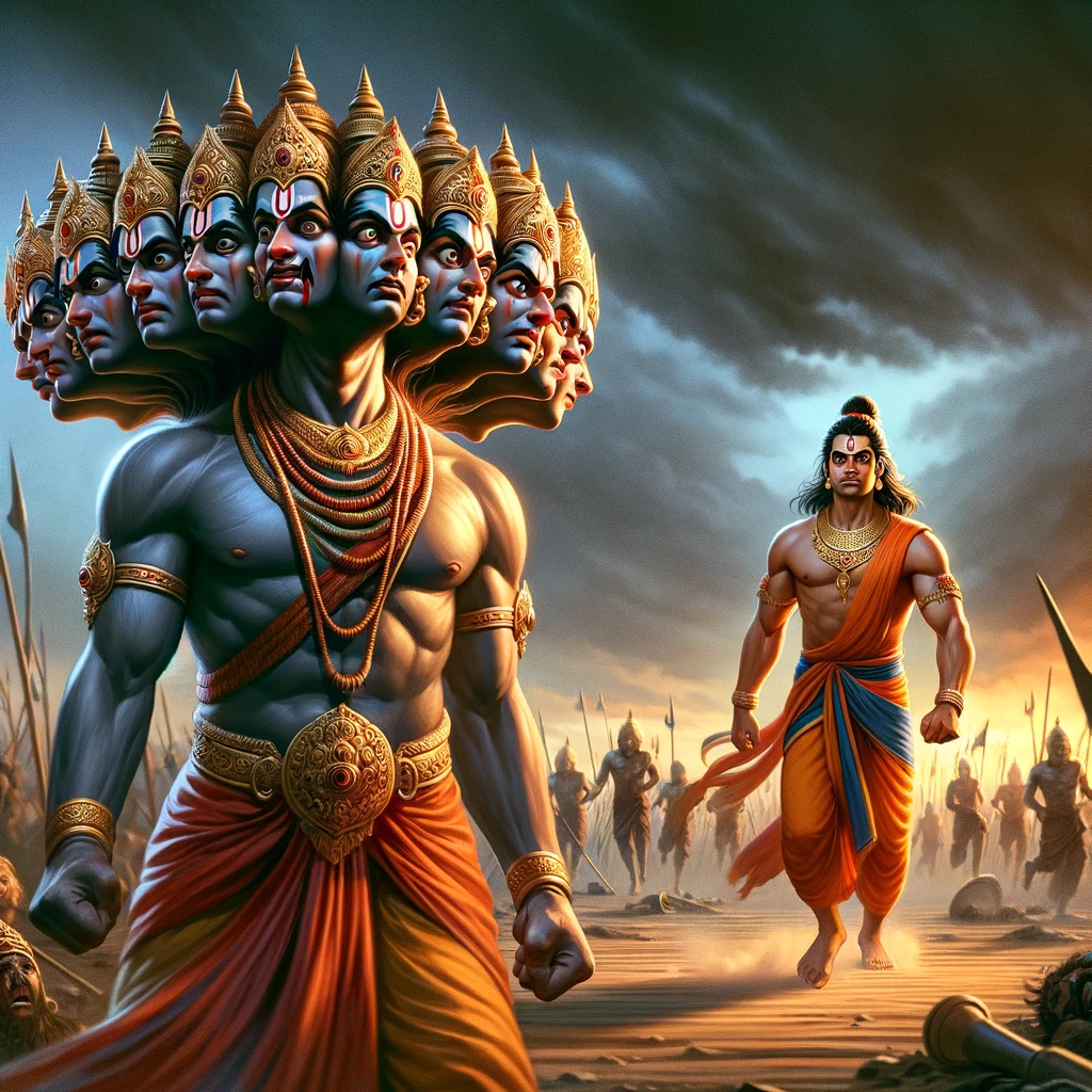 Rama Rebukes Ravana for Leaving the Battlefield